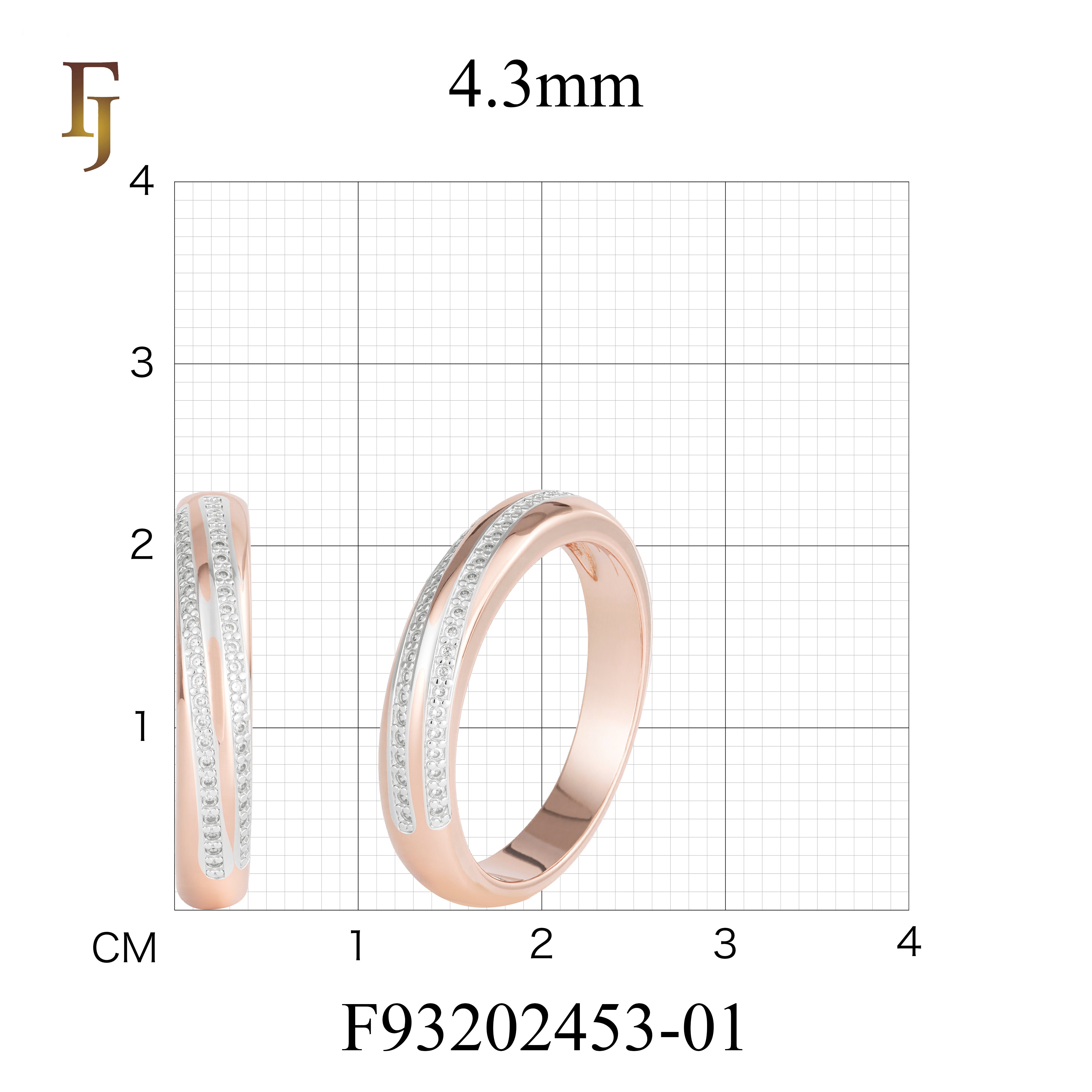 Rose Gold Band Ring with Double Row CZ Inlay | Classic Wedding or Promise Ring | FJ Fallon Jewelry