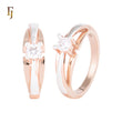 White Gold Plated Solitaire CZ Ring with Split Band Design | Elegant Promise Ring | FJ Fallon Jewelry