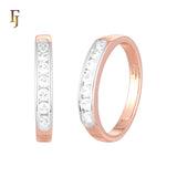Cluster white rounded CZs half eternity wedding band Rose Gold Rings
