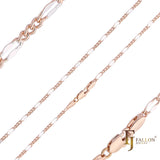 14K ゴールド、ローズゴールド、ツートーンメッキの薄型フィガロ ファンシー ケーブル リンク チェーン