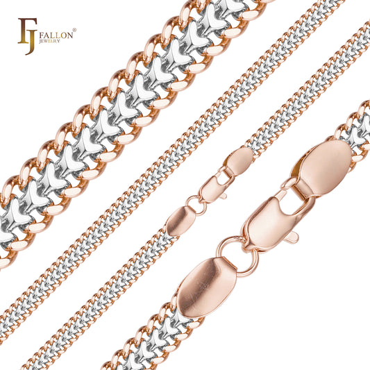 🔥 Two-way Cuban double link chains plated in Rose Gold, two tone Surface flattened SF