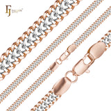 🔥 Two-way Cuban double link chains plated in Rose Gold, two tone Surface flattened SF