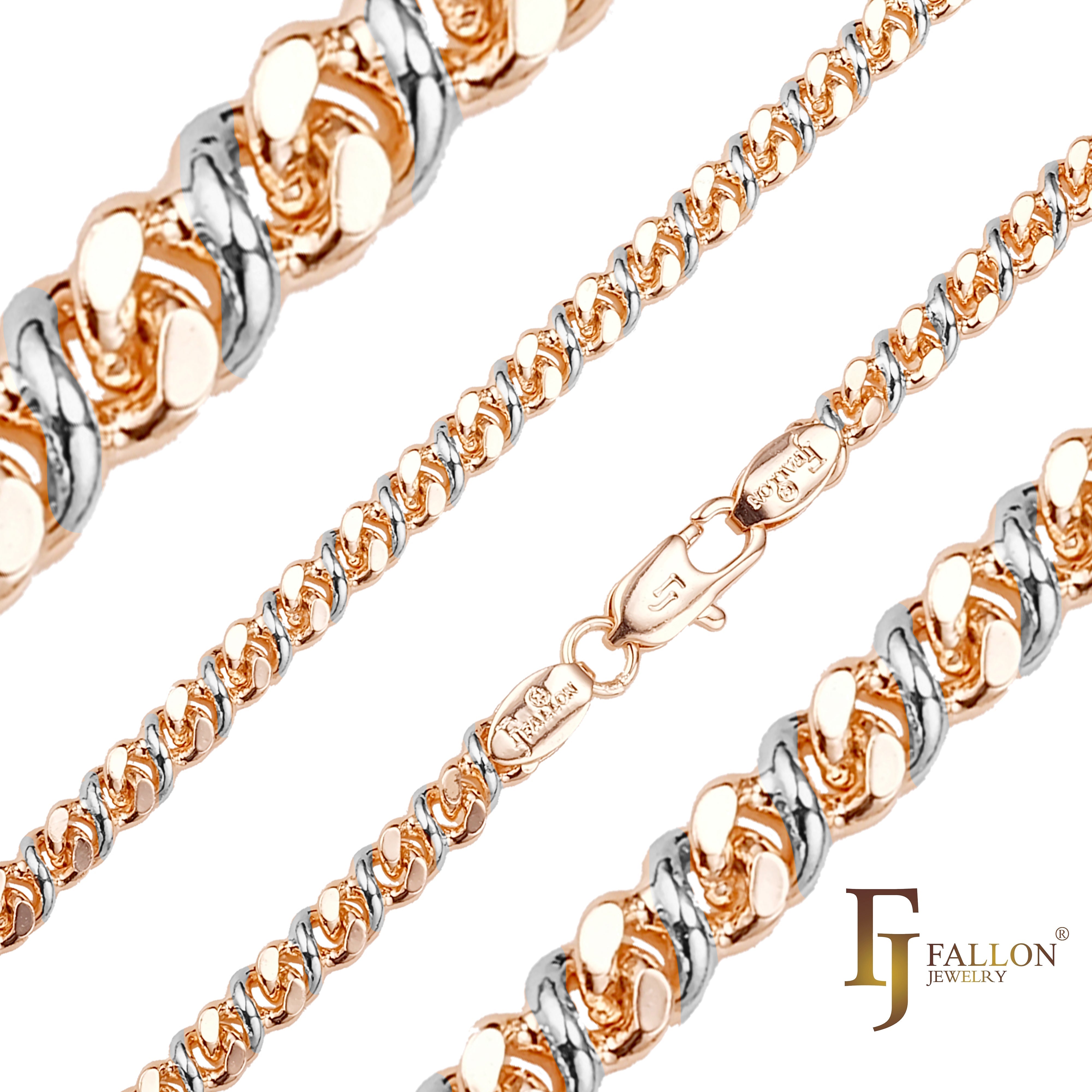 Correntes de elo redondo Infinity 8 de 1,5 mm a 4 mm banhadas em ouro 14K, ouro rosa, ouro branco, dois tons