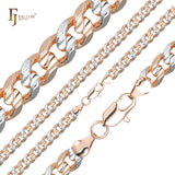 Cadenas con doble ranura central de eslabones cubanos estilo clásico de Miami chapadas en oro de 14 quilates, oro rosa, dos tonos
