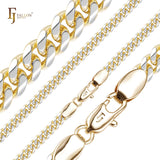 Cadenas de superficie aplanada con flancos redondeados y eslabones cubanos estilo clásico de Miami chapadas en oro de 14 quilates, oro rosa RFSF