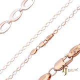 {Customize} Horse eye Marquise Fancy link chains plated in 14K Gold, Rose Gold two tone