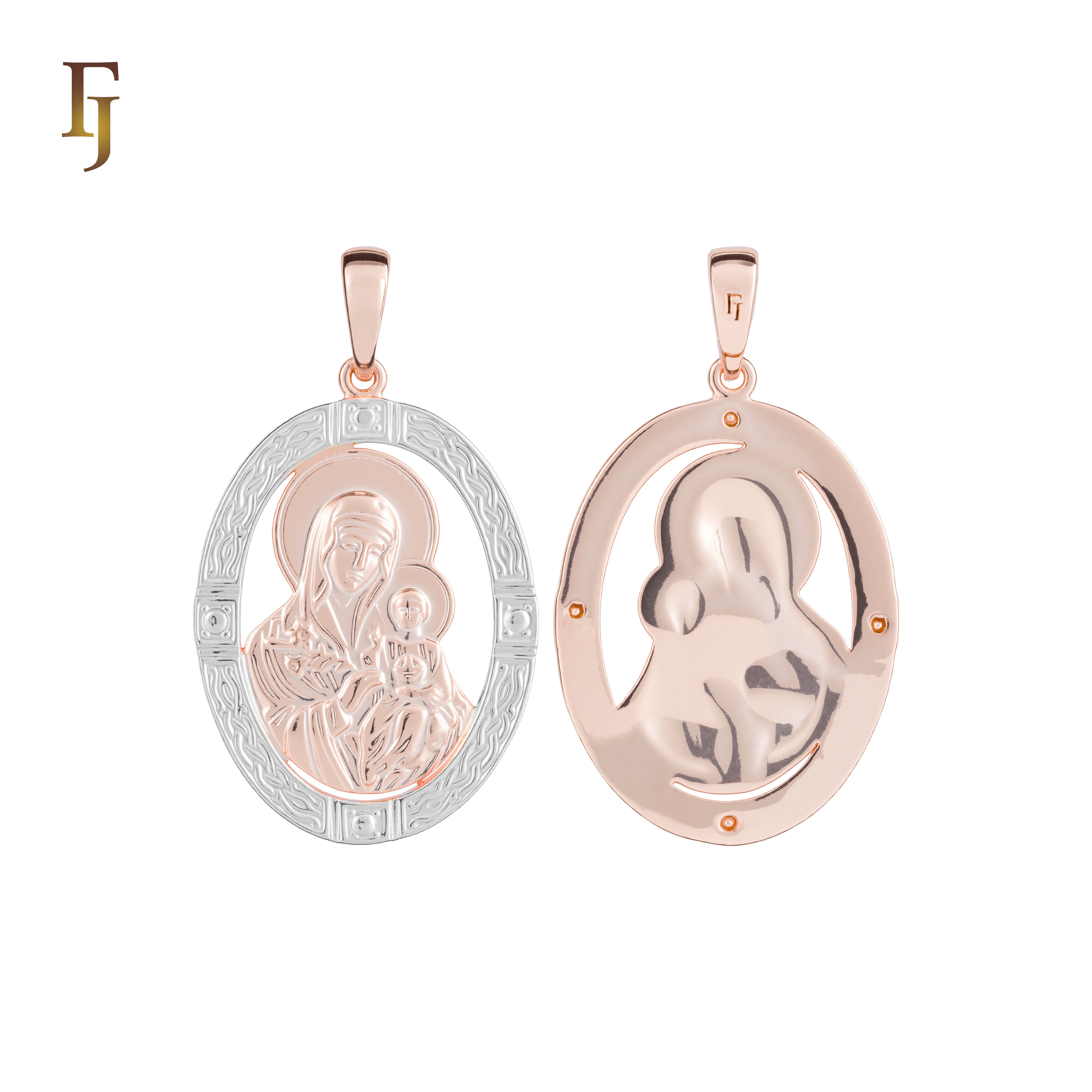 🔥 Double-Sided Orthodox Virgin Mary Pendant in Gold Plated Brass – Iconic Oval Religious Medal