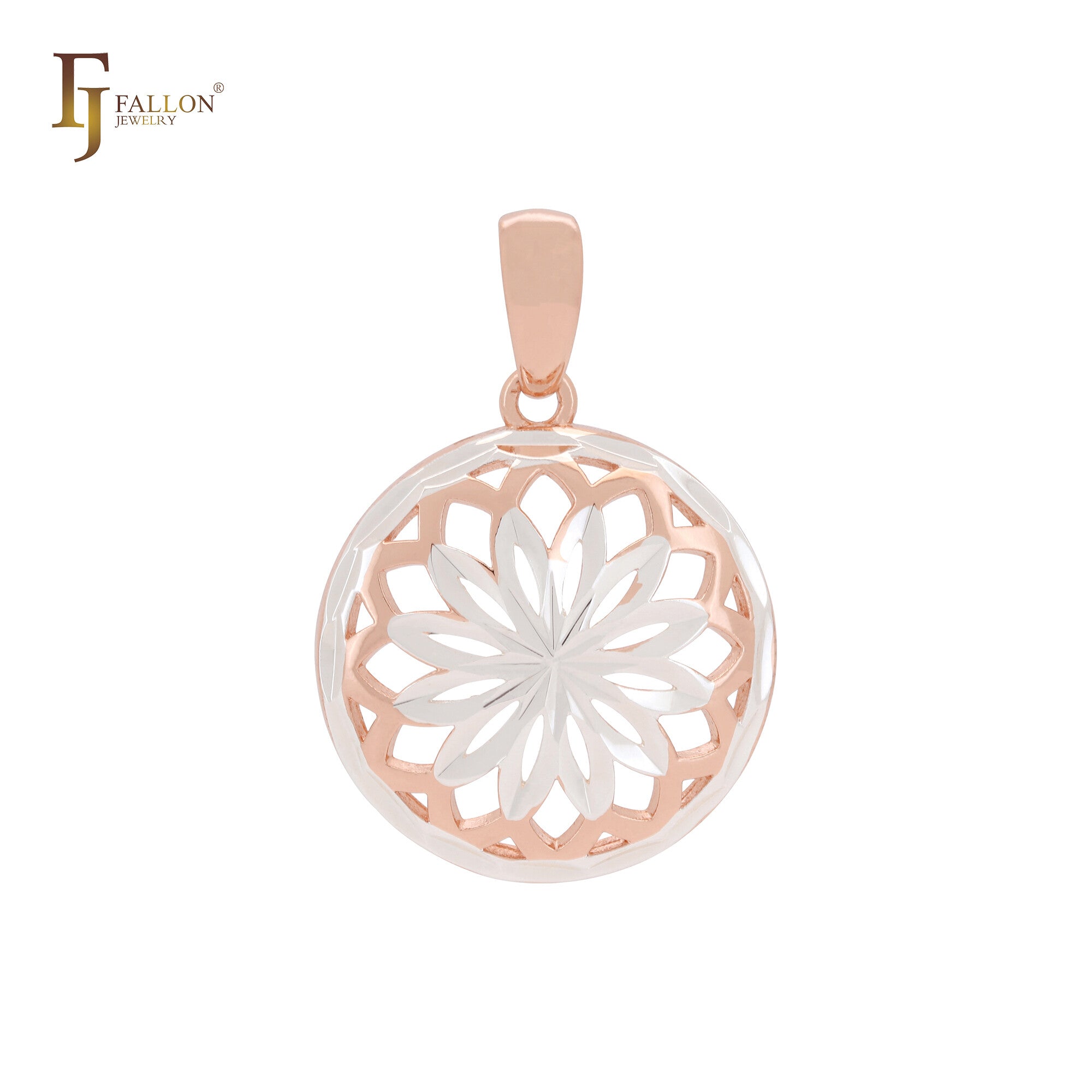 Great flower pf petals Rose Gold two tone Pendant