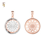 Round Floral Cutout Pendant in Full Rose Gold Tone, Mandala-Inspired Design | FJ Fallon Fashion Jewelry