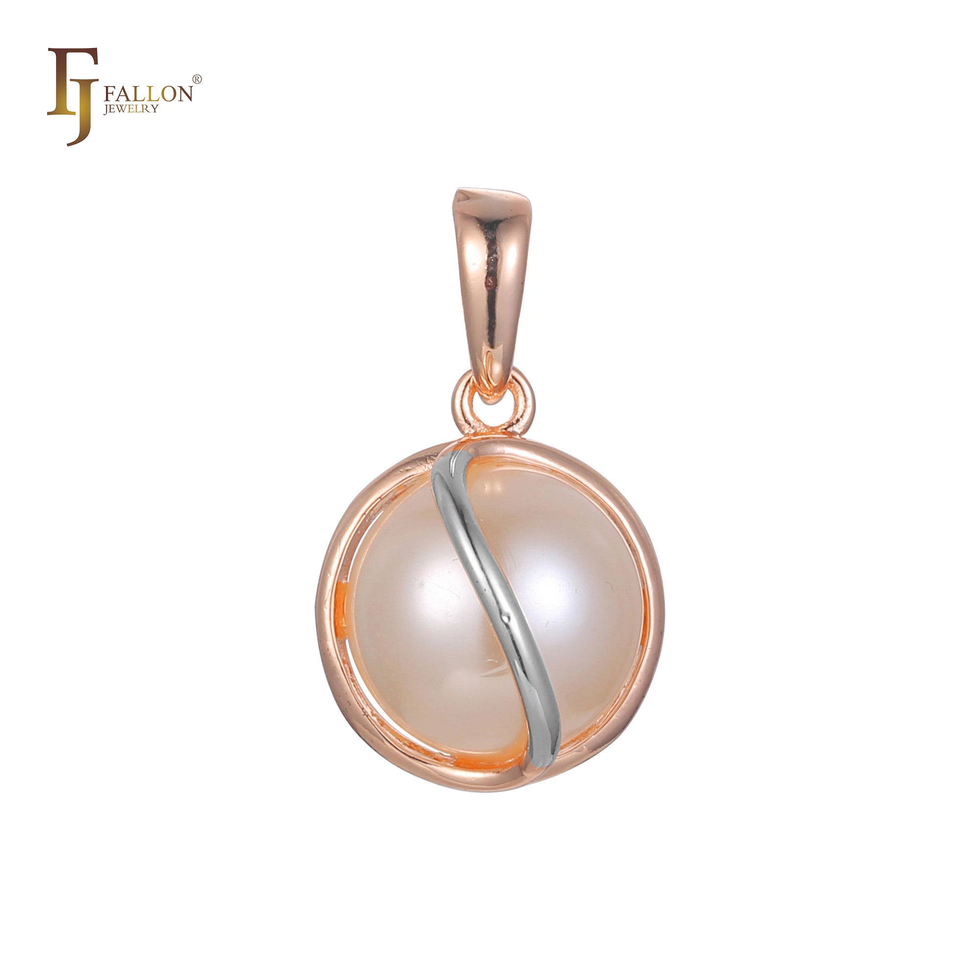 Pearl pendant in Rose Gold, 14K Gold two tone plating colors