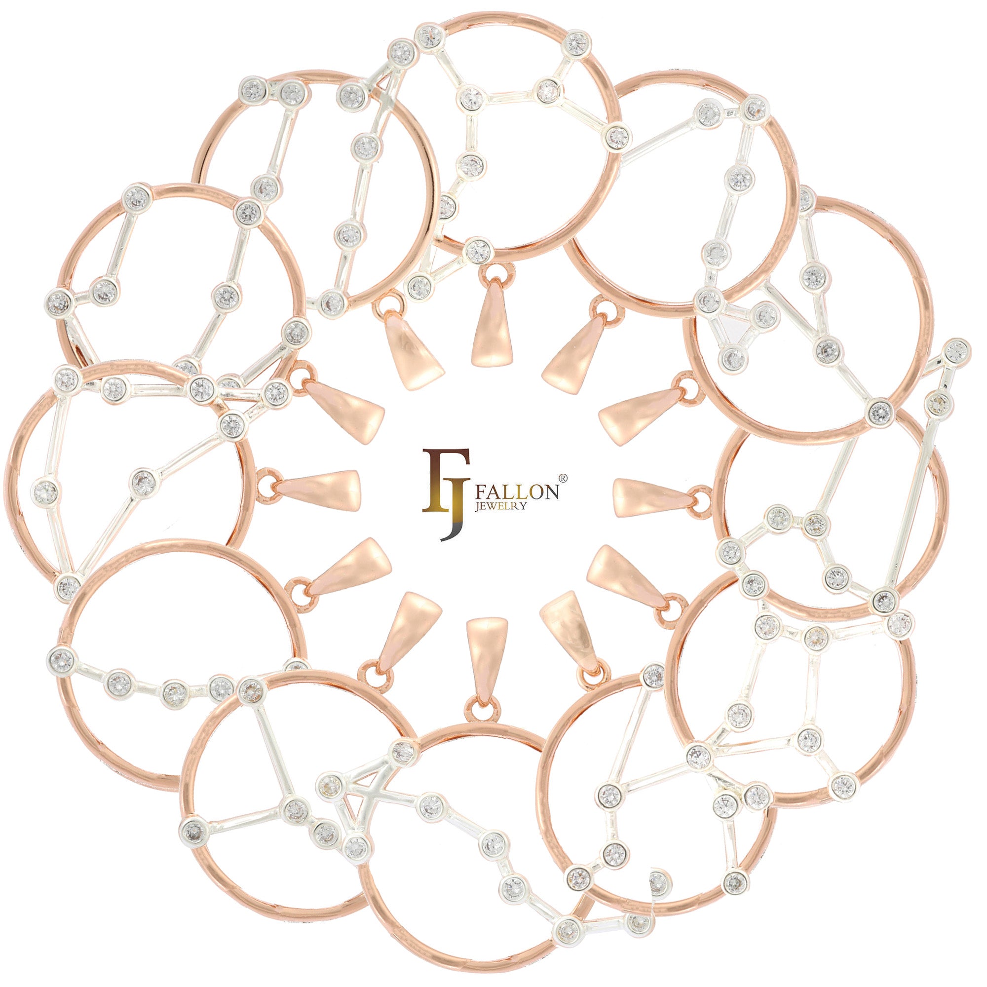 Constellation Zodiac constellation Rose Gold two tone pendant - constellation Sign