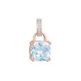 🔥 Lock solitaire cushion cut cz Rose Gold two tone, 14K Gold pendant