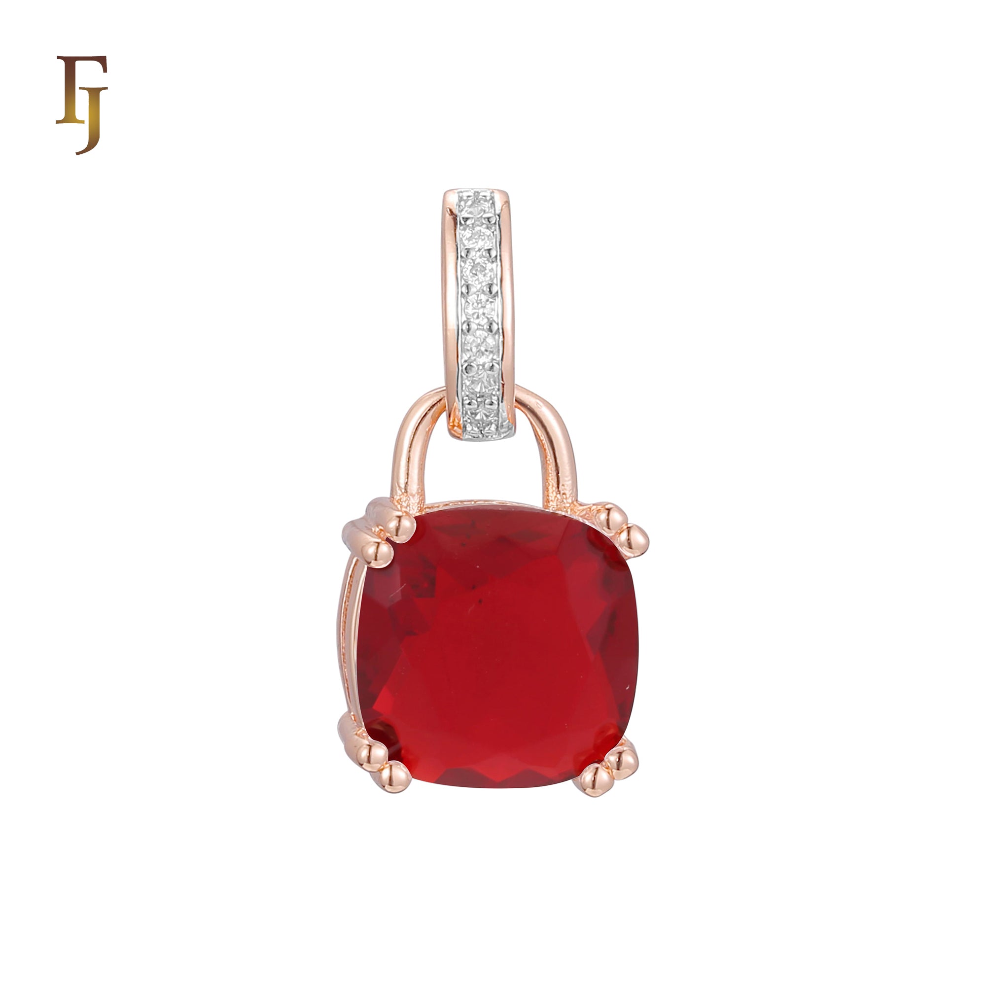 🔥 Lock solitaire cushion cut cz Rose Gold two tone, 14K Gold pendant