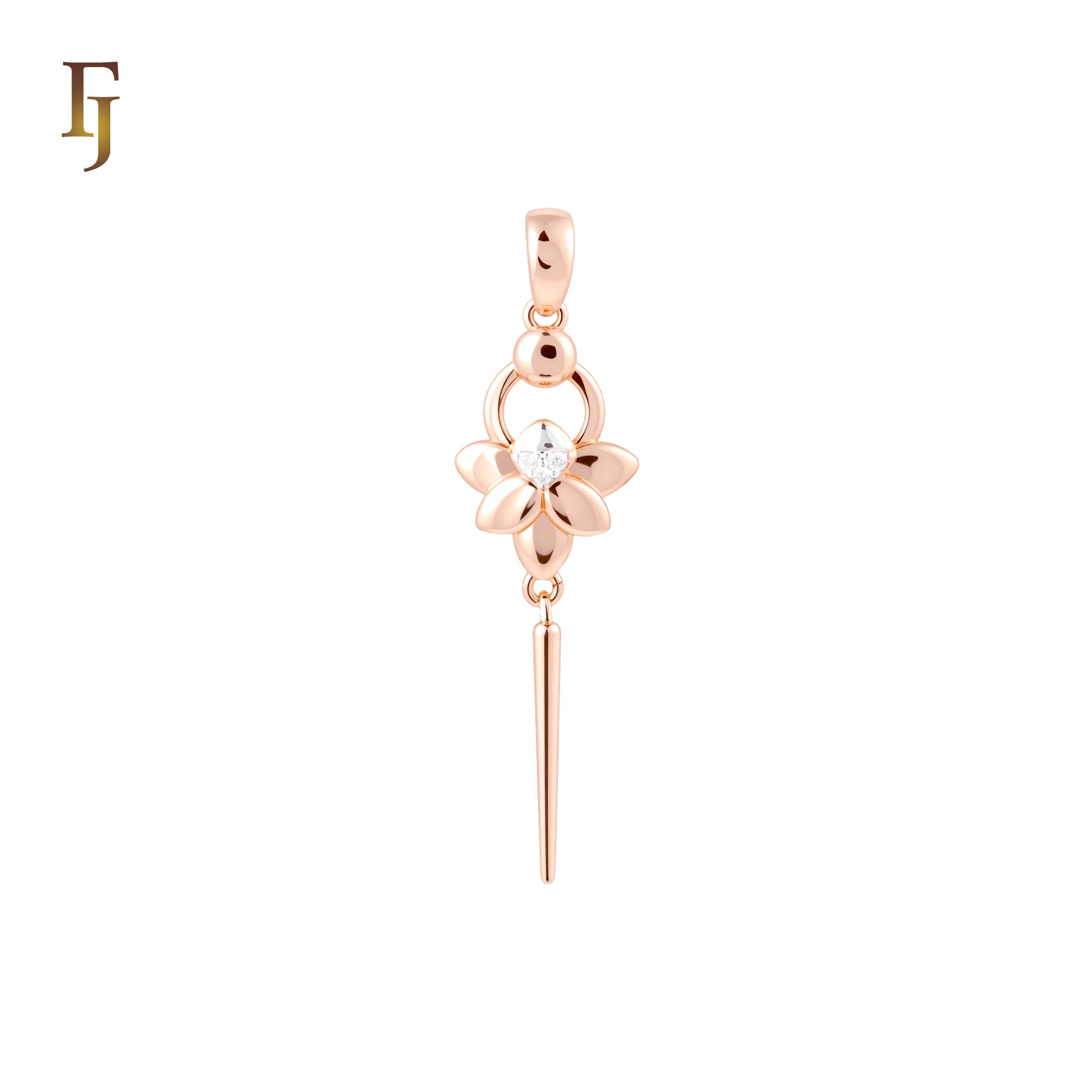 Needle under a flower basket solitaire elegant Rose Gold Fashion Pendant