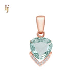 Triangular white CZ with arrow of white CZs Rose Gold two tone Pendant