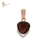 Triangular white CZ with arrow of white CZs Rose Gold two tone Pendant