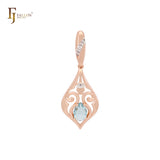Pingente luxuoso de dois tons de ouro rosa com zircônia cúbica esmeralda