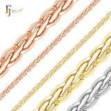 ホワイトゴールド、14K ゴールド、ローズゴールド、ツートーンメッキのクラシックなスピガ ウィート チェーン