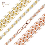 Cadenas de superficie aplanada con flancos redondeados y eslabones cubanos estilo clásico de Miami chapadas en oro de 14 quilates, oro rosa RFSF
