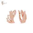 Taste of butterfly filigree flower Rose Gold Russian Lock Earrings