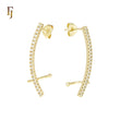 Cluster Paved white CZs 14K Gold, Rose Gold Cuff Clip Stud Earrings