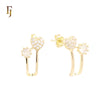 Heart filled and solitaire white CZs 14K Gold, Rose Gold Stud Earrings