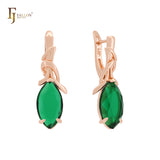 Clawed drop Marquise Solitaire Colorful CZ Rose Gold Clip-On Earrings