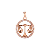 Constellation Zodiac constellation Rose Gold two tone pendant - Paved CZs circle