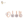 Solitaire Halo Big Rounded Colorful CZ Rose Gold two tone Jewelry Set with Rings and Pendant