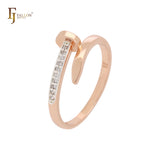 Anillos de moda bicolor en oro rosa con circonitas blancas para uñas de eternidad