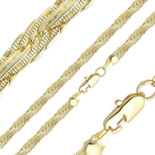 14K ゴールド、ローズゴールド、18K ゴールドメッキのマルチ ファンシー Spiga C リンク タイヤ ハンマード チェーン