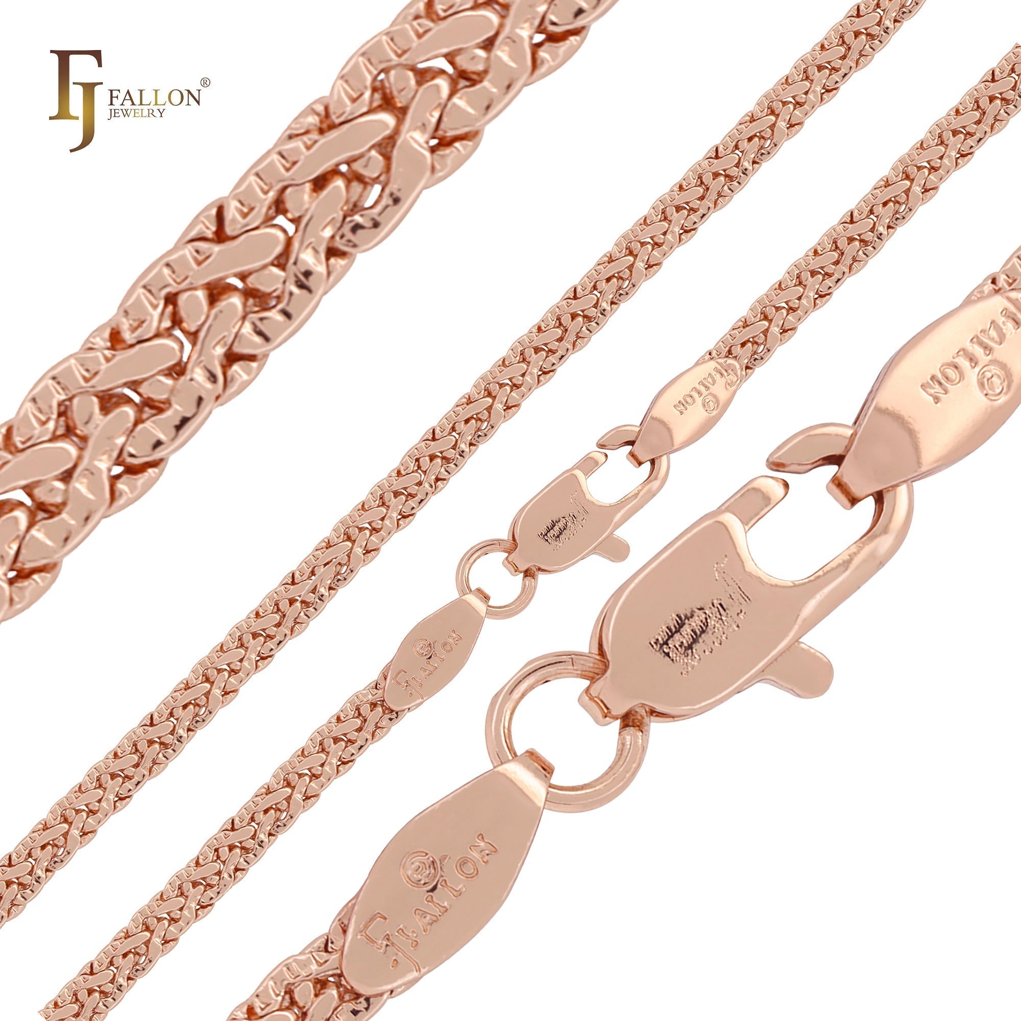 🔥 Compact fancy crossing C link Spiga Wheat 14K Gold, Rose Gold spiga chains