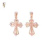 Russian Orthodox Crucifix Rose Gold Cross Pendant Religious