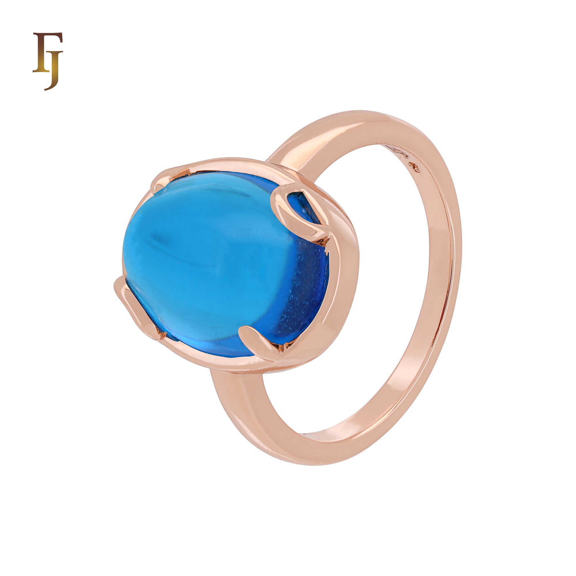 Red or Blue Oval Stone Statement Ring – 15.8mm Rose Gold Plated Bold Design by FJ Jewelry