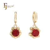 Solitaire round colorful CZs huggie earrings