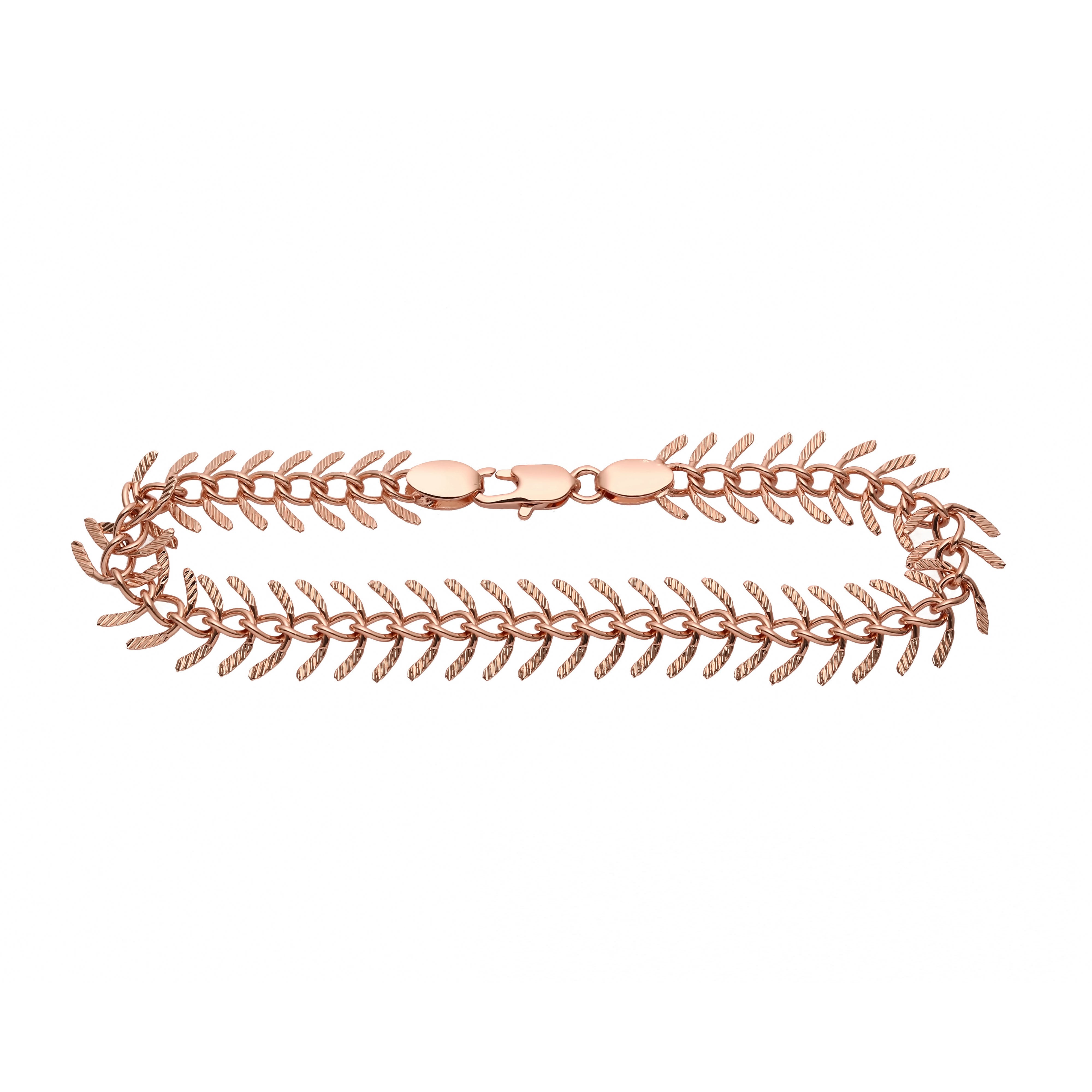 Cadenas de eslabones de hueso de pescado de oro rosa chapadas en Oro 14K, oro rosa