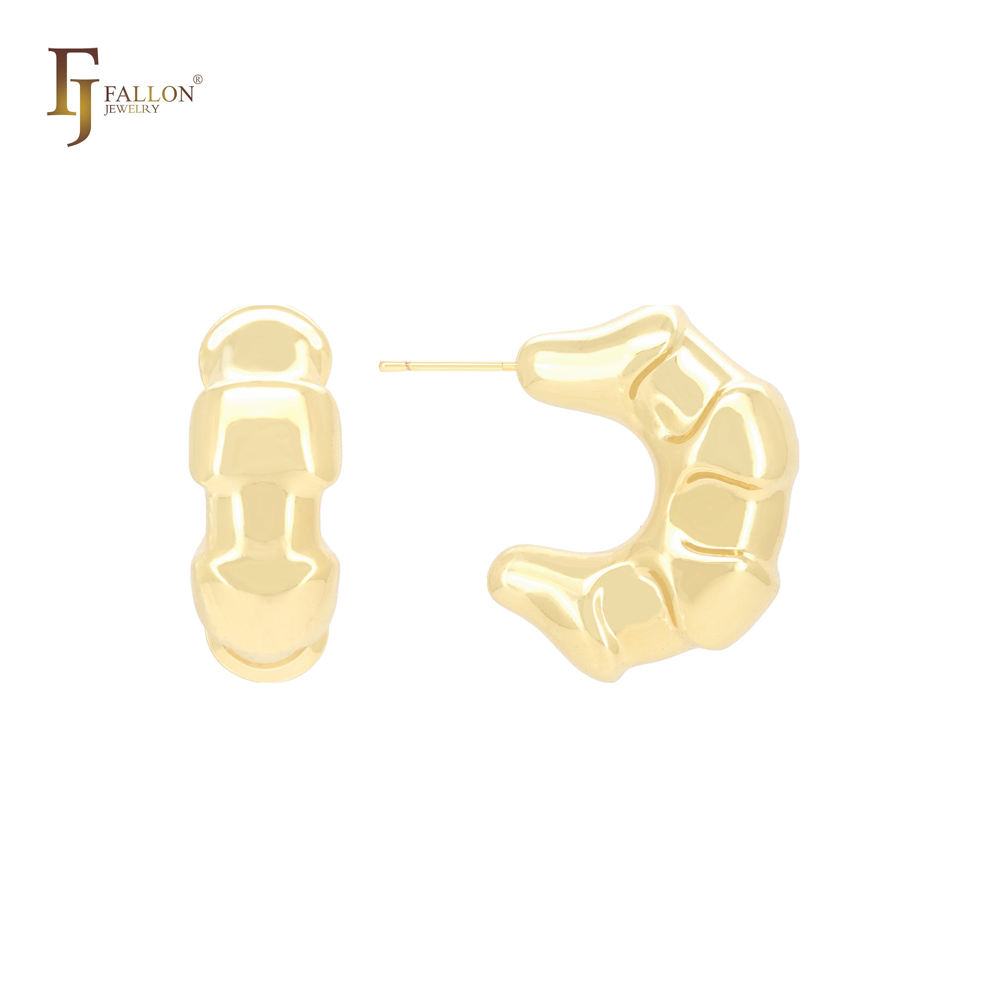 Brincos de argola em formato de croissant em ouro 14K, ouro rosa e ouro branco