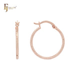 Textured Rope 14K Gold, Rose Gold, White Gold Hoop Earrings