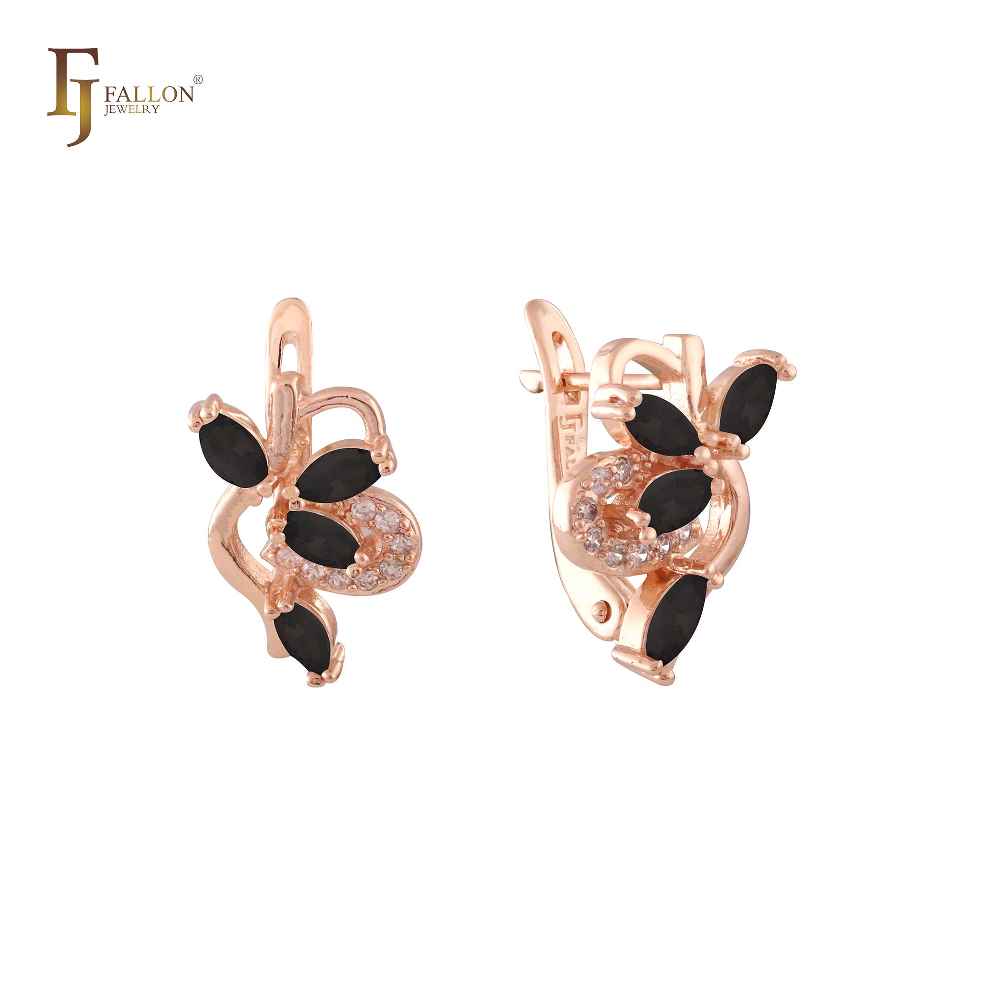 Brincos Cluster Colorful CZs em ouro rosa