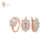 Luxuriöses ineinandergreifendes Schmuckset aus Roségold mit Zirkonia und Ringen