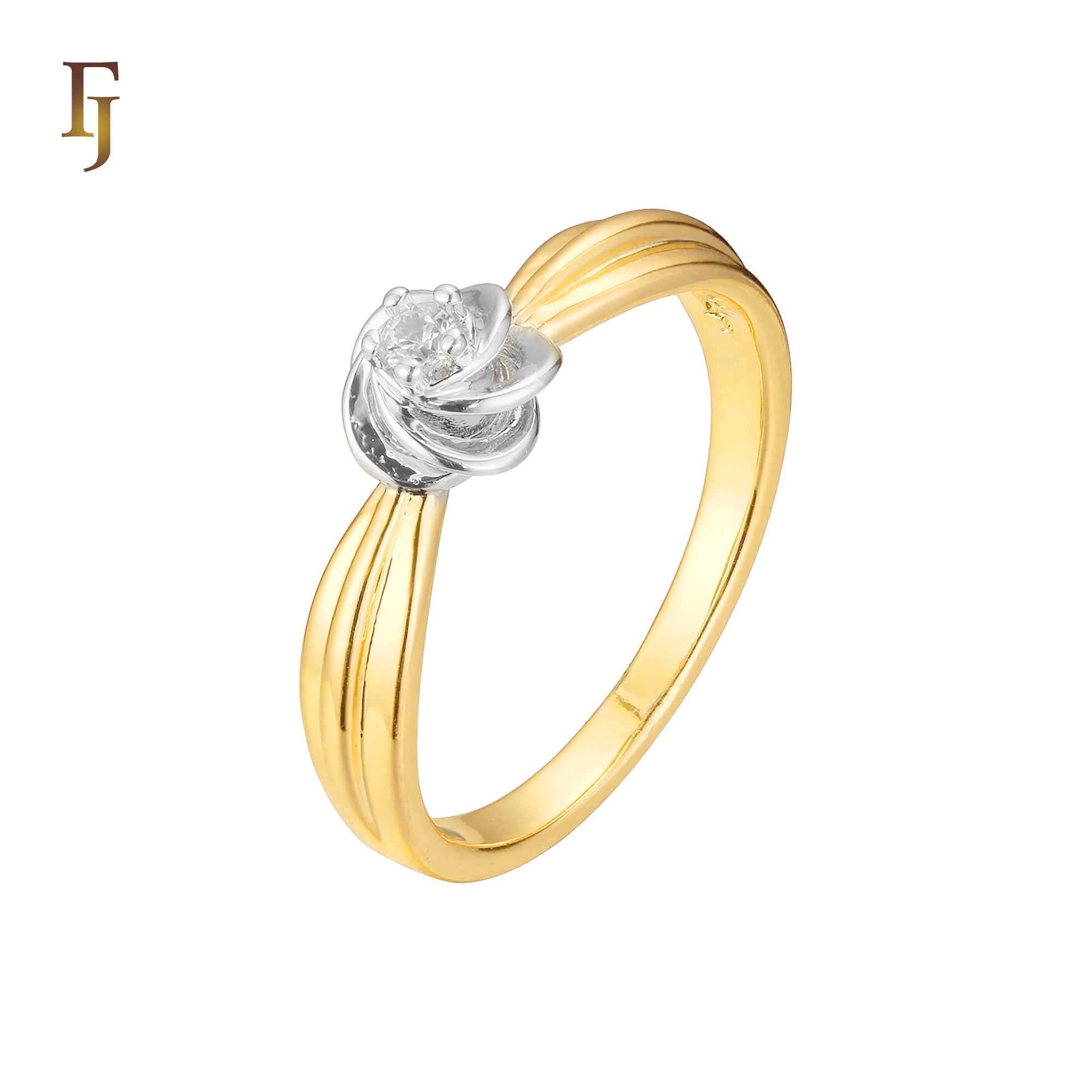 Rose Gold two tone solitaire flower rings