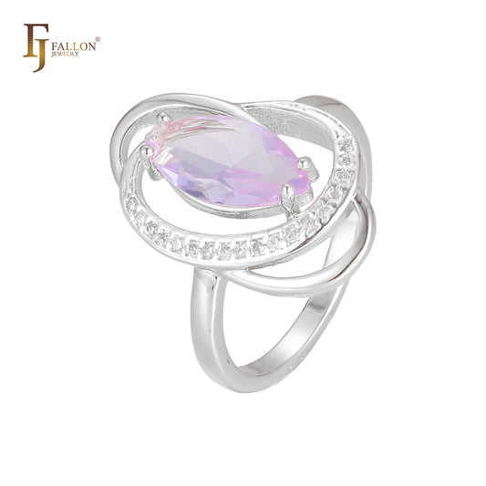 Anillos solitarios marquesa de dos tonos de oro rosa