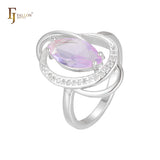 Anillos solitarios marquesa de dos tonos de oro rosa