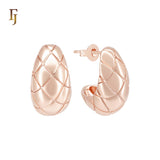 Half Cradle Pineapple textured 14K Gold, Rose Gold Stud Earrings
