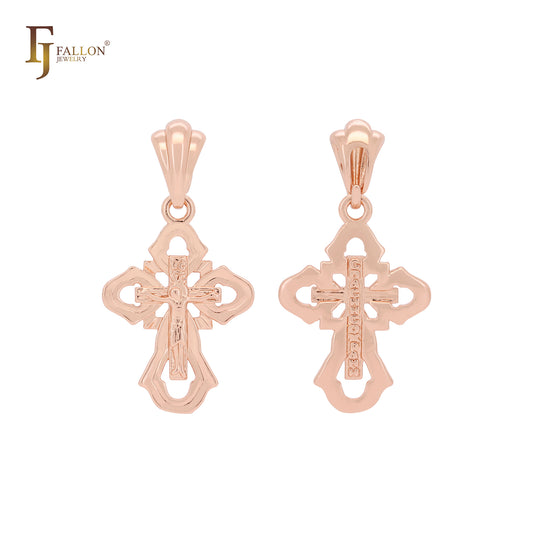 Crucifix 14K Gold, Rose Gold Jesus Cross pendant