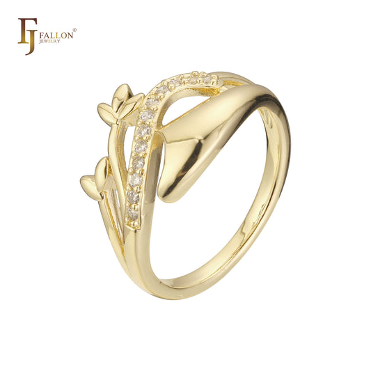 A moda deixa anéis em ouro 14K, cores banhadas a ouro rosa