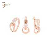 Ineinandergreifender Knoten aus 8 zweifarbigen Roségold-Schmucksets mit Ringen