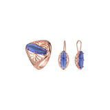 Conjunto de pedras ovais grandes solitários Rose Gold