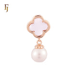 Luck clover black or white onyx with Pearl Solitaire Rose Gold Pendant