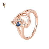Blue mixed white CZs Geometric Rose Gold Fashion Rings